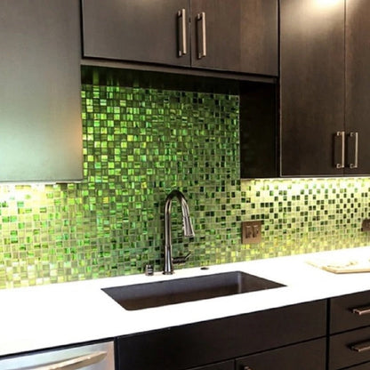 Emerald Green 11x11 Glossy Matte Square Glass Mosaic Tile (5 pack, 4.43 sq ft/case) - Sample