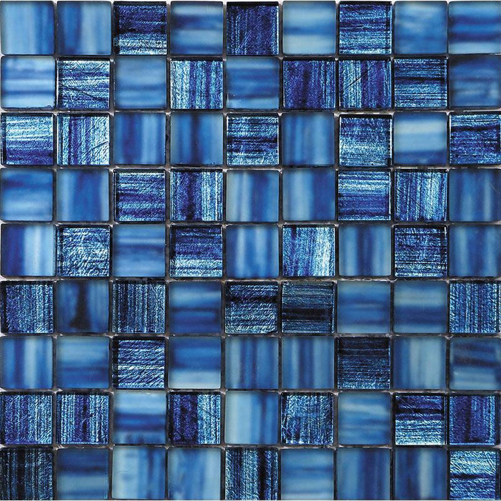 Blue 11x11 Glossy Matte Square Glass Mosaic Tile (5 pack, 4.43 sq ft/case)