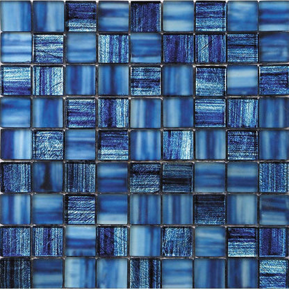 Blue 11x11 Glossy Matte Square Glass Mosaic Tile (5 pack, 4.43 sq ft/case) - Sample