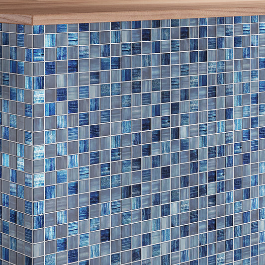 Blue 11x11 Glossy Matte Square Glass Mosaic Tile (5 pack, 4.43 sq ft/case)