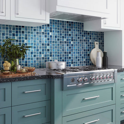 Blue 11x11 Glossy Matte Square Glass Mosaic Tile (5 pack, 4.43 sq ft/case)