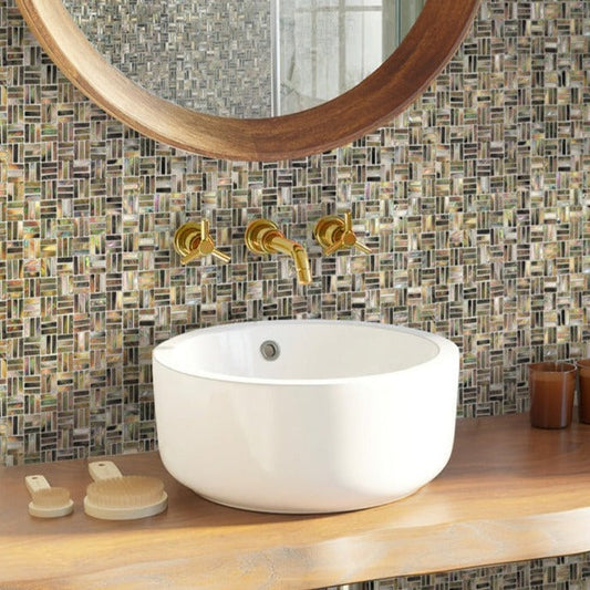 Beige Brown 12x12 Polished Brick Shell Mother of Pearl Mosaic Tile (20 pack, 18.05 sq ft/case)