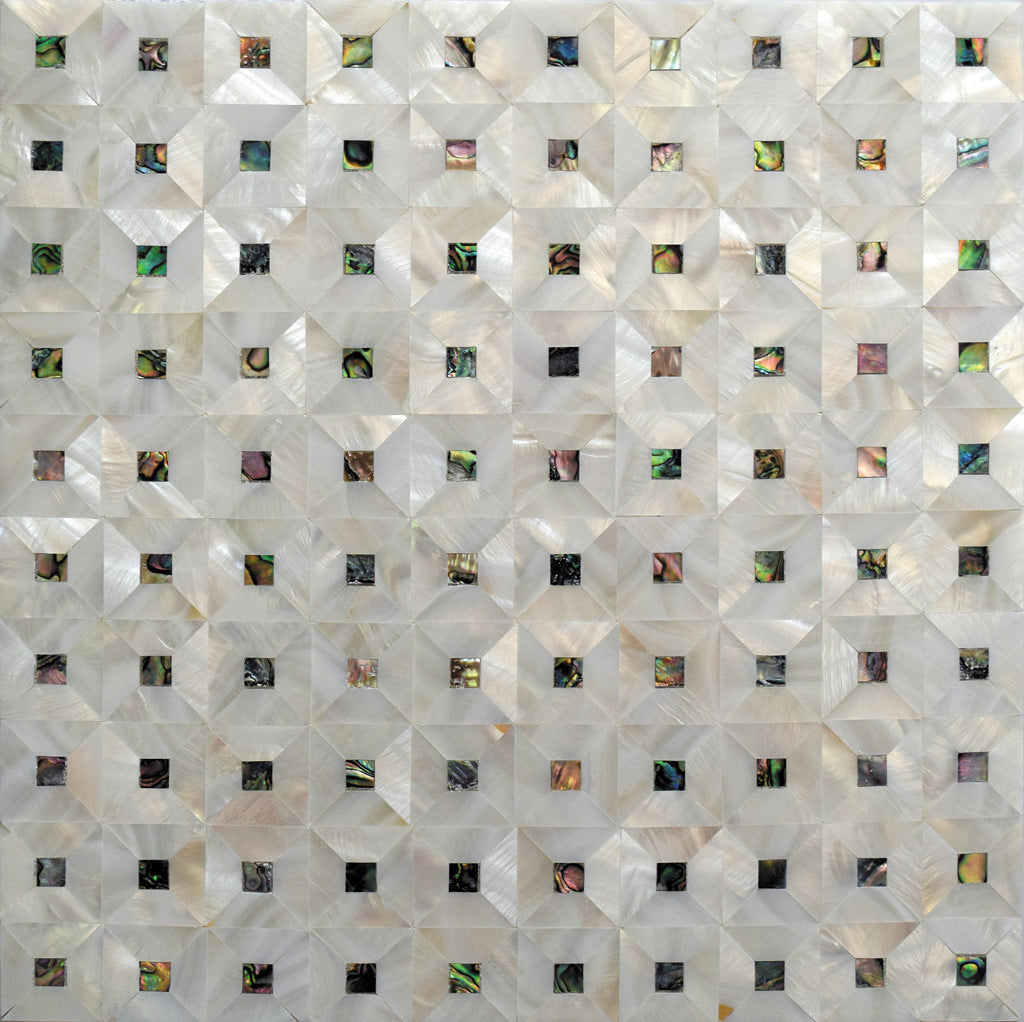White 12x12 Polished Square Shell Mother of Pearl Mosaic Tile (20 pack, 20.33 sq ft/case) - Sample