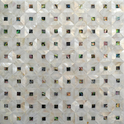 White 12x12 Polished Square Shell Mother of Pearl Mosaic Tile (20 pack, 20.33 sq ft/case) - Sample