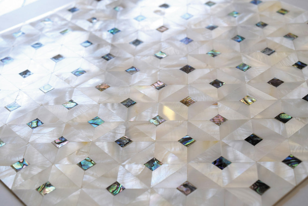 White 12x12 Polished Square Shell Mother of Pearl Mosaic Tile (20 pack, 20.33 sq ft/case) - Sample