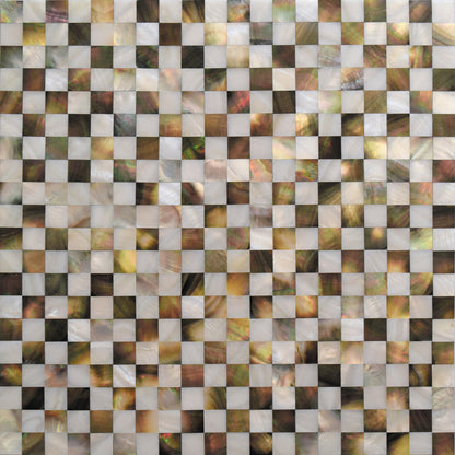 Beige Brown White 12x12 Polished Square Shell Mother of Pearl Mosaic Tile (20 pack, 19.34 sq ft/case)
