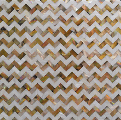 Brown White 11x11 Polished Herringbone Shell Mother of Pearl Mosaic Tile (20 pack, 17.27 sq ft/case)