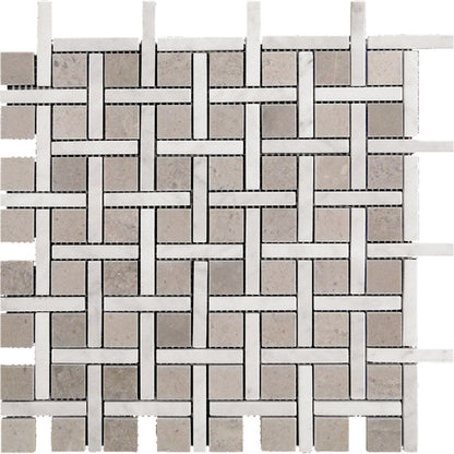 Beige 12x12 Polished Basketweave Marble Mosaic Tile (5 pack, 5 sq ft/case) - Sample