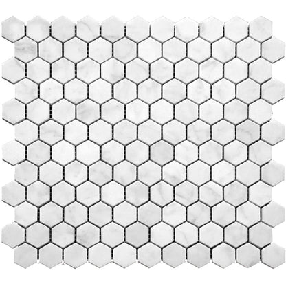 White 11x12 Honed Hexagon Marble Mosaic Tile (5 pack, 4.55 sq ft/case) - Sample