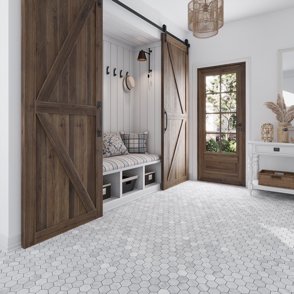 Powder White 12x12 Honed Hexagon Marble Mosaic Tile (5 pack, 4.83 sq ft/case) - Sample