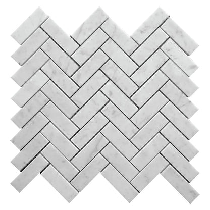 White 12x12 Honed Herringbone Marble Mosaic Tile (5 pack, 5.29 sq ft/case) - Sample