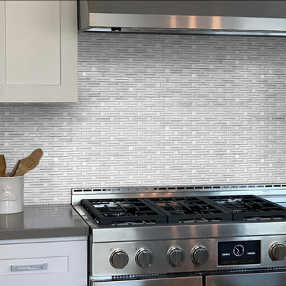 Eastern White 12x12 Polished Brick Marble Mosaic Tile (5 pack, 4.875 sq ft/case)