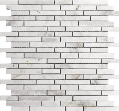 White 12x12 Polished Split Face Brick Marble Mosaic Tile (5 pack, 4.83 sq ft/case) - Sample