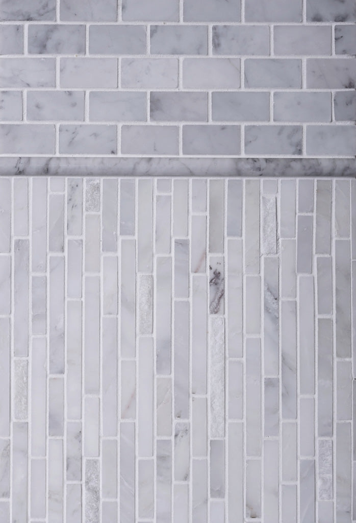 Eastern White 12x12 Polished Split Face Brick Marble Mosaic Tile (5 pack, 4.83 sq ft/case)