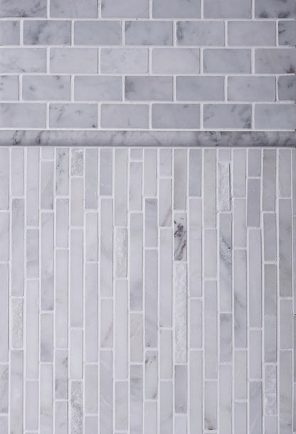 Eastern White 12x12 Polished Split Face Brick Marble Mosaic Tile (5 pack, 4.83 sq ft/case)