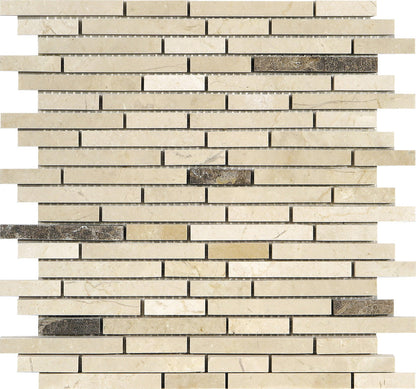 Beige 12x12 Polished Split Face Brick Marble Mosaic Tile (5 pack, 4.83 sq ft/case) - Sample