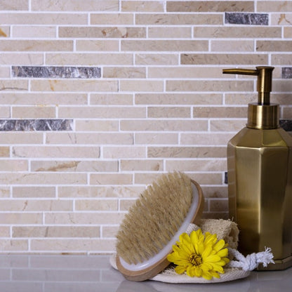 Beige 12x12 Polished Split Face Brick Marble Mosaic Tile (5 pack, 4.83 sq ft/case) - Sample