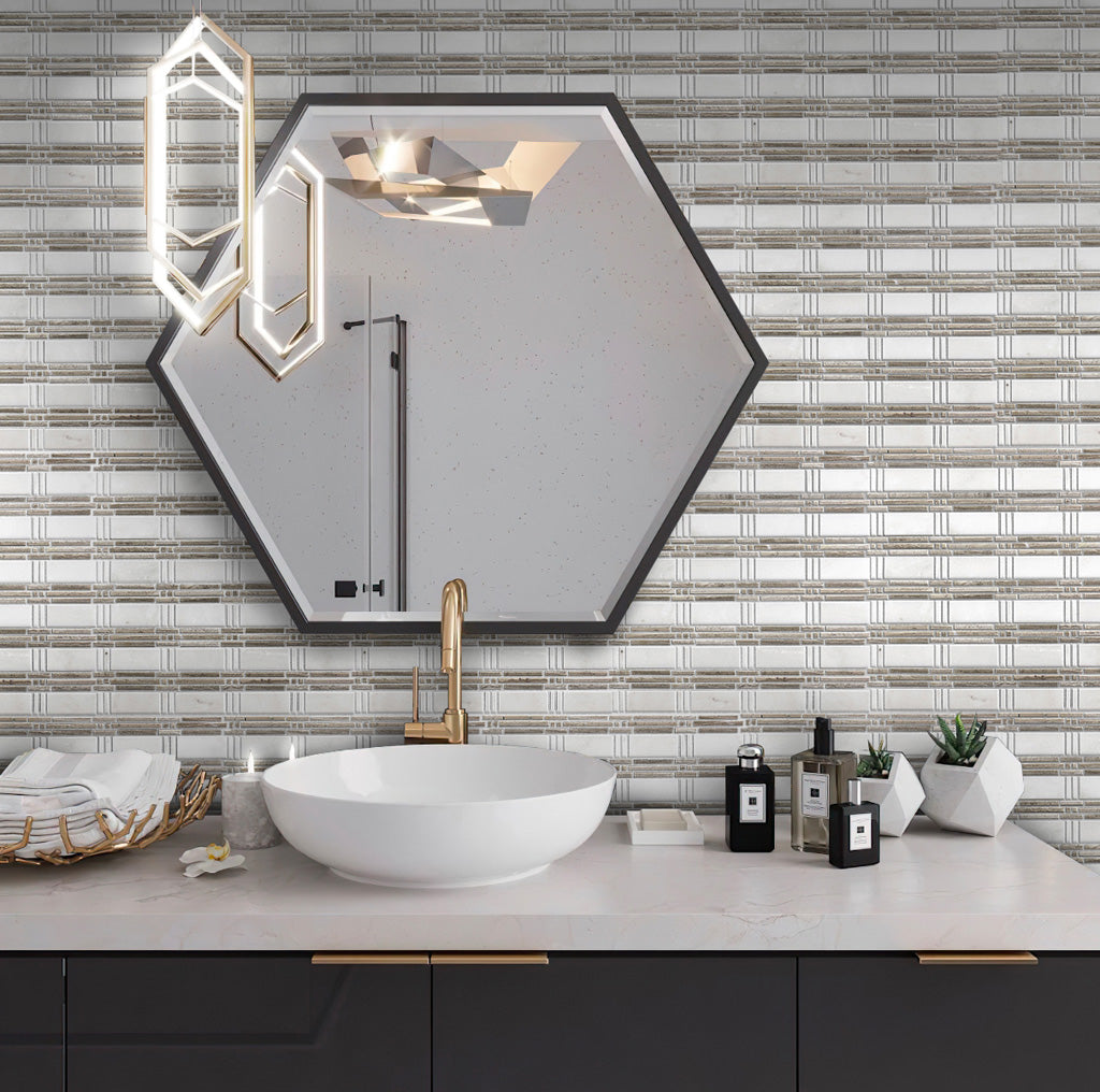 White 12x12 Polished Marble Mosaic Tile (5 pack, 5 sq ft/case)