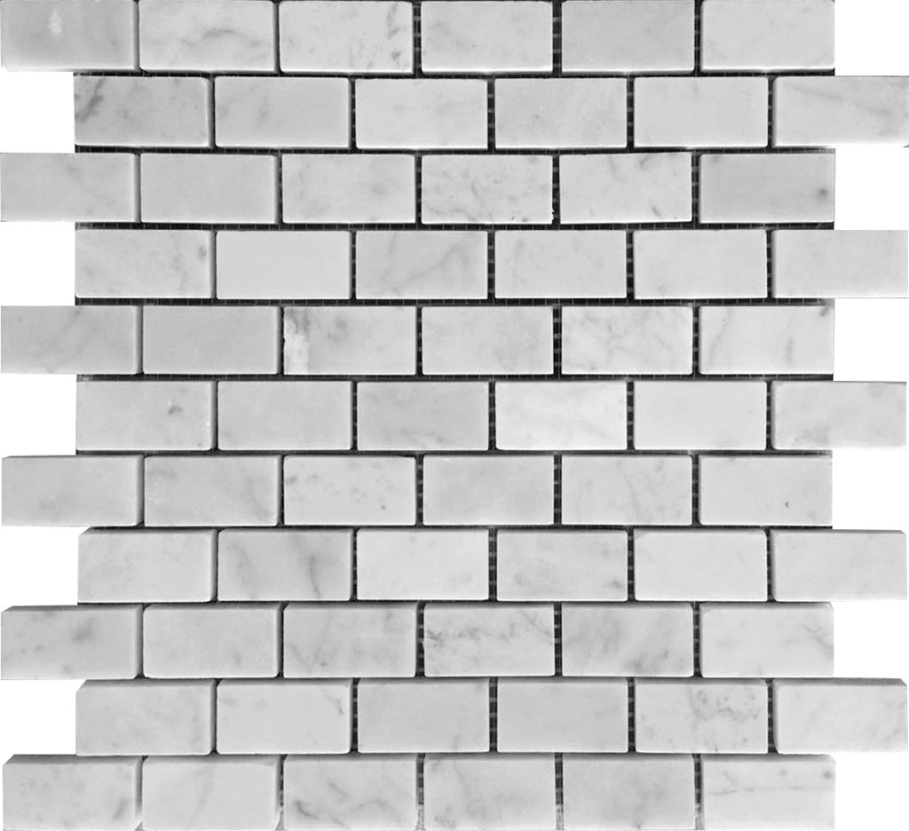 White 12x12 Honed Brick Bianco Carrara Marble Mosaic Tile (5 pack, 4.92 sq ft/case)
