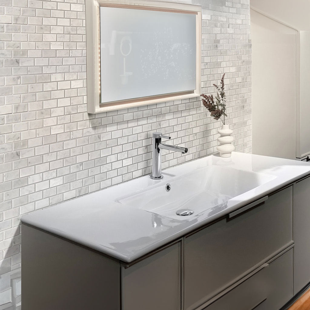 White 12x12 Honed Brick Bianco Carrara Marble Mosaic Tile (5 pack, 4.92 sq ft/case)