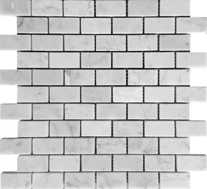 White 12x12 Honed Brick Marble Mosaic Tile (5 pack, 4.92 sq ft/case) - Sample