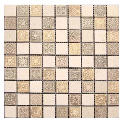 Beige Taupe 12x12 Foiled Texture Square Stone Mosaic Tile (5 pack, 5 sq ft/case)