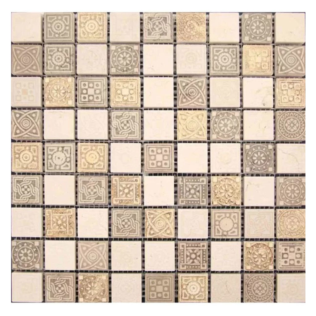 Beige Taupe 12x12 Foiled Texture Square Stone Mosaic Tile (5 pack, 5 sq ft/case) - Sample
