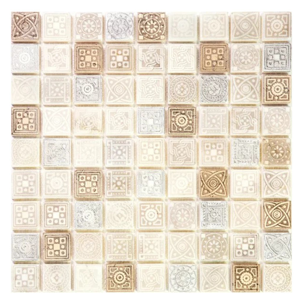 Cream Soft Earthy 12x12 Foiled Texture Square Stone Mosaic Tile (5 pack, 5 sq ft/case) - Sample