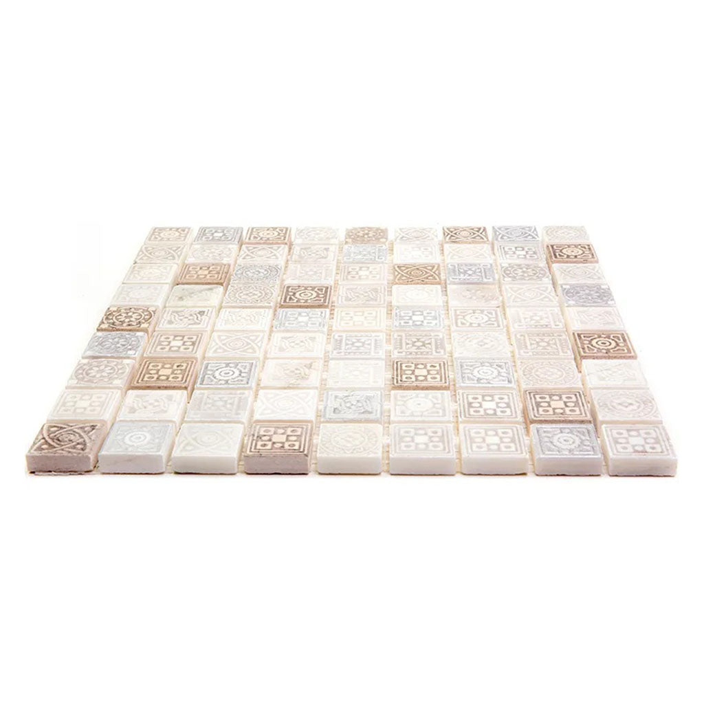 Cream Soft Earthy 12x12 Foiled Texture Square Stone Mosaic Tile (5 pack, 5 sq ft/case)