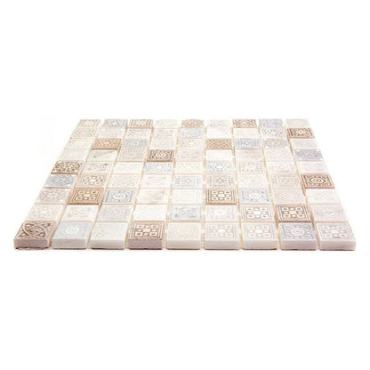 Cream Soft Earthy 12x12 Foiled Texture Square Stone Mosaic Tile (5 pack, 5 sq ft/case)