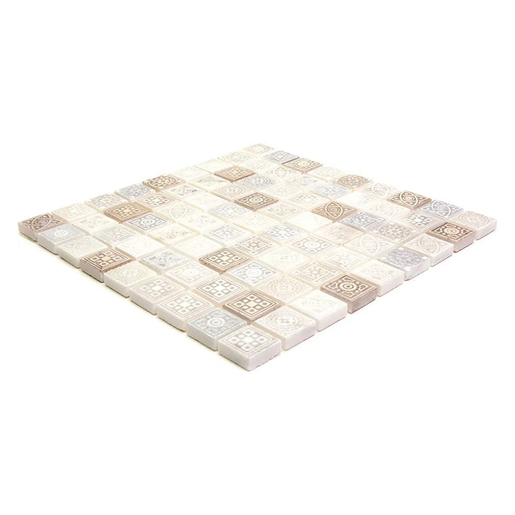 Cream Soft Earthy 12x12 Foiled Texture Square Stone Mosaic Tile (5 pack, 5 sq ft/case)