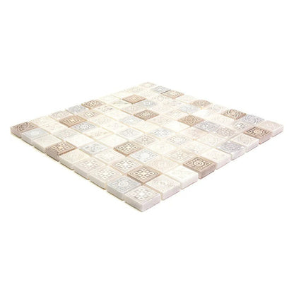 Cream Soft Earthy 12x12 Foiled Texture Square Stone Mosaic Tile (5 pack, 5 sq ft/case)