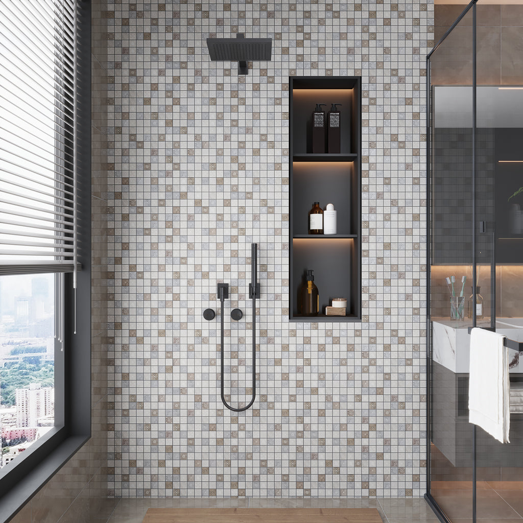 Cream Soft Earthy 12x12 Foiled Texture Square Stone Mosaic Tile (5 pack, 5 sq ft/case)