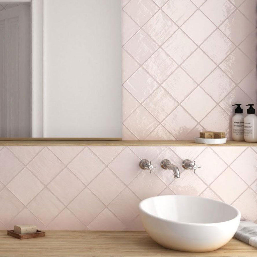 Soft Pink 5x5 Glossy Subway Ceramic Tile (57 pack, 10.76 sq ft/case)