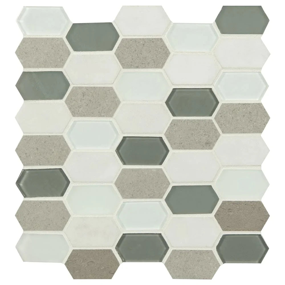 MSI Lascari Picket Glass and Stone Mosaic Tile 11.63"x12"