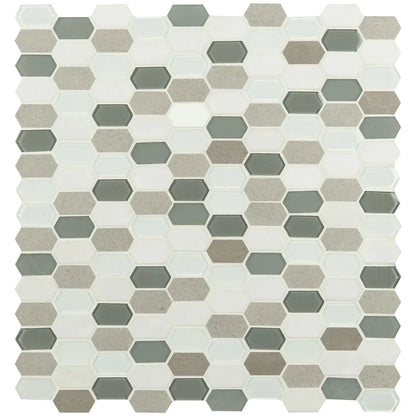 MSI Lascari Picket Glass and Stone Mosaic Tile 11.63"x12"