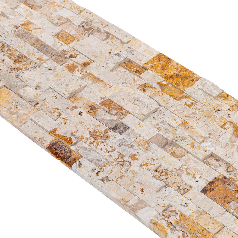 Leonardo Onyx Ledger 3D Panel 6"x24" Split-face Natural Travertine Wall Tile