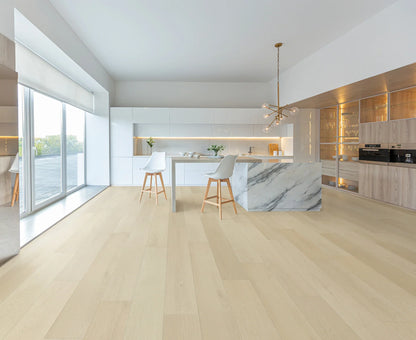 Light Beige Micro Bevel Matte 9.25"x60" Waterproof Laminate Flooring 12mm - Linea