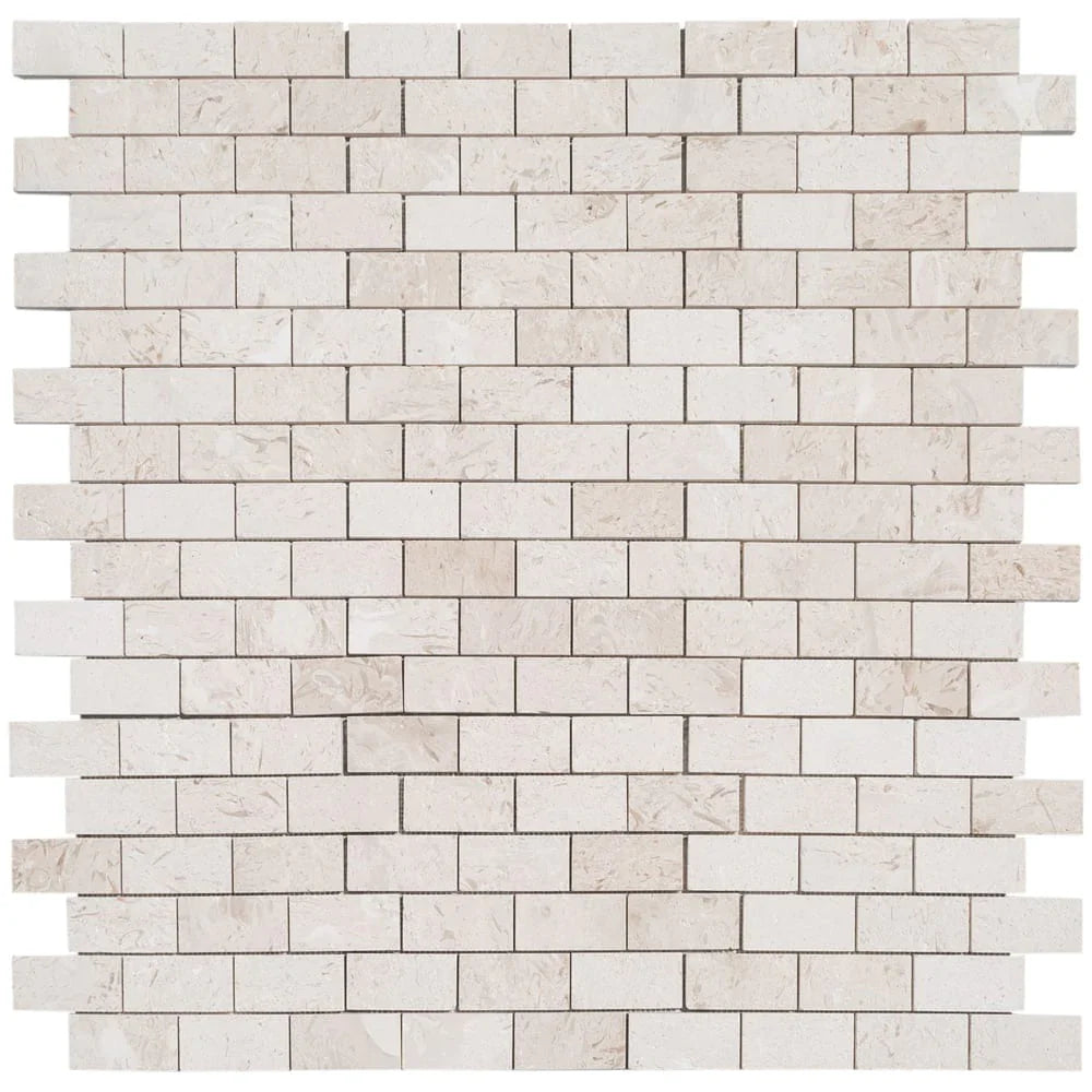 Myra White Limestone Brushed Mosaic Floor and Wall Tile