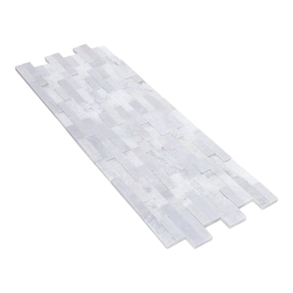 Lincoln White Ledger 3D Panel 6"x24" Multi Surface Natural Marble Wall Tile