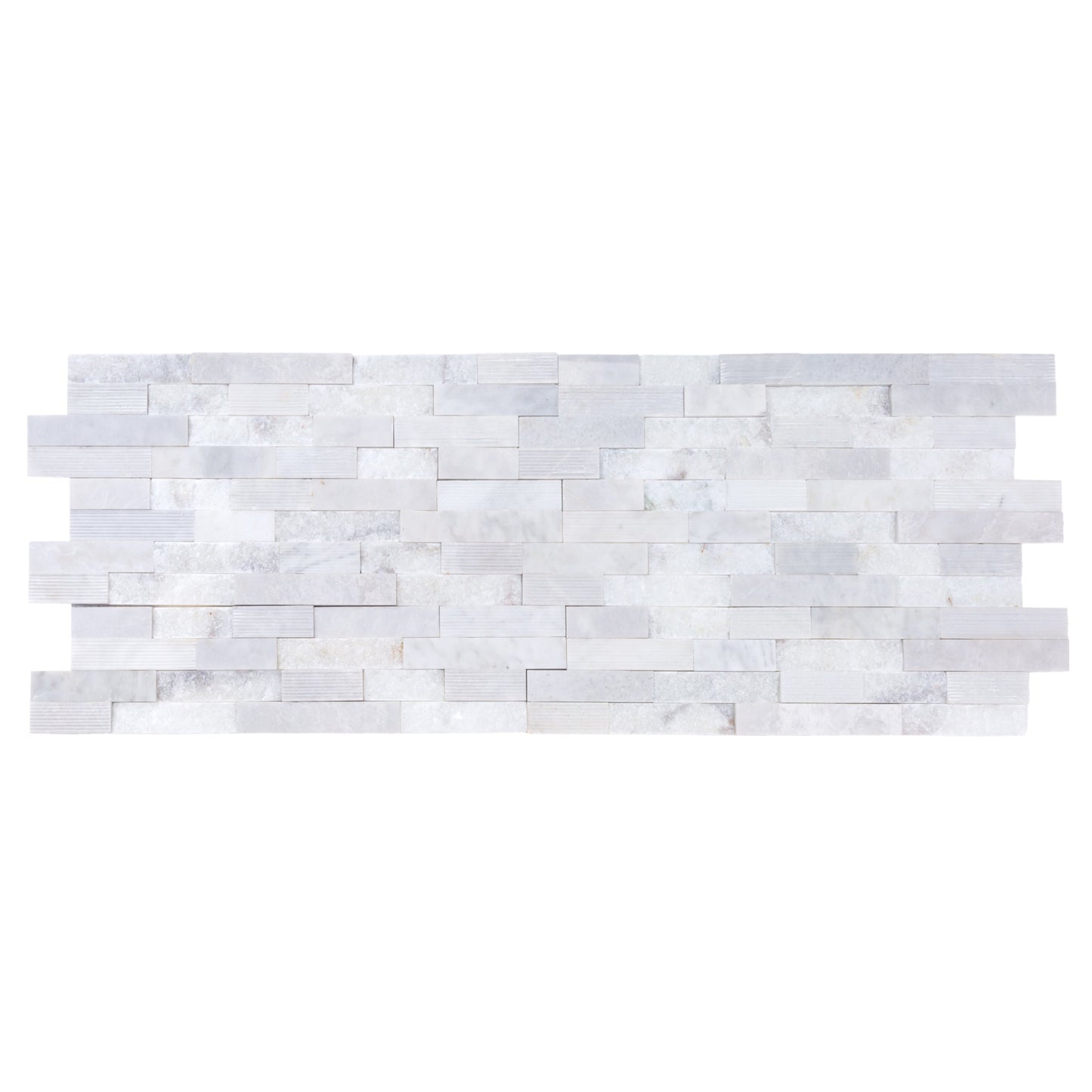 Lincoln White Ledger 3D Panel 6"x24" Multi Surface Natural Marble Wall Tile