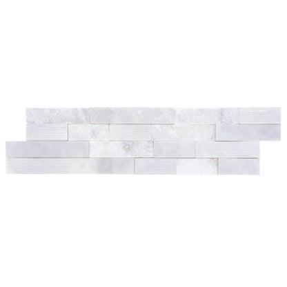 Lincoln White Ledger 3D Panel 6"x24" Multi Surface Natural Marble Wall Tile