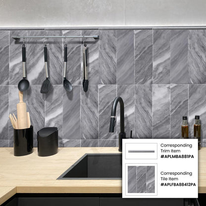 Gray 4x12 Polished Subway Bardiglio Nuvolato Marble Tile (15 pack, 5 sq ft/case)