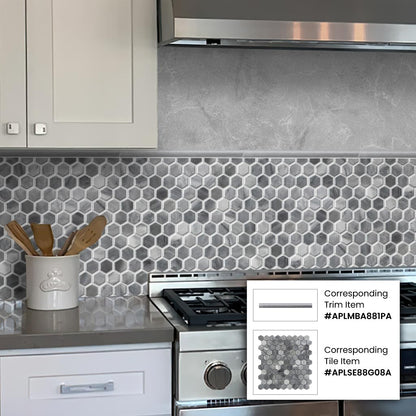 Gray 11x12 Polished Hexagon Bardiglio Nuvolato Marble Mosaic Tile (5 pack, 4.71 sq ft/case)