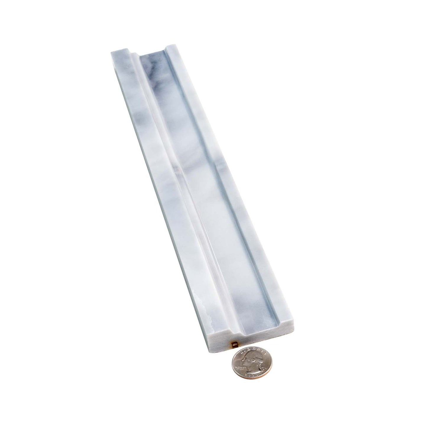 Gray 2x12 Polished Bardiglio Nuvolato Chair Rail Marble Tile Trim (10 pack, 1.667 sq ft/case)