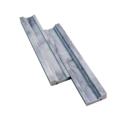 Gray 2x12 Polished Bardiglio Nuvolato Chair Rail Marble Tile Trim (10 pack, 1.667 sq ft/case)