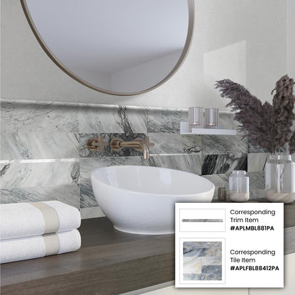 Gray 4x12 Polished Subway Calacatta Bluette Marble Tile (15 pack, 5 sq ft/case)