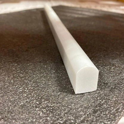 White 0.5x12 Honed Bianco Carrara Pencil Marble Tile Trim (10 pack, 0.5 sq ft/case)
