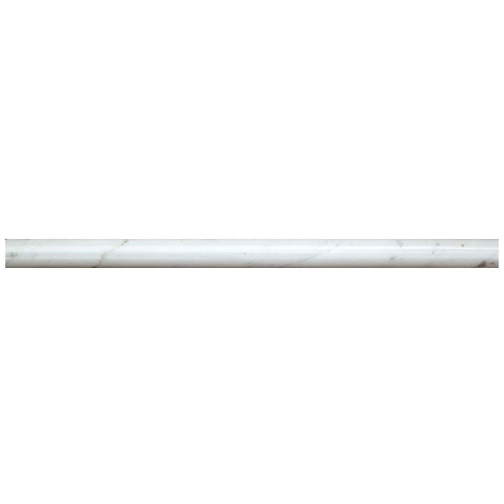 White 0.5x12 Polished Bianco Carrara Pencil Marble Tile Trim (10 pack, 0.5 sq ft/case)