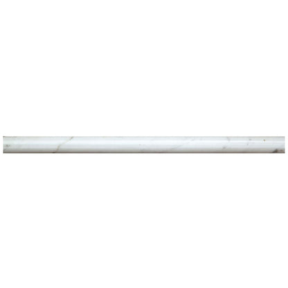 White 0.5x12 Polished Bianco Carrara Pencil Marble Tile Trim (10 pack, 0.5 sq ft/case)